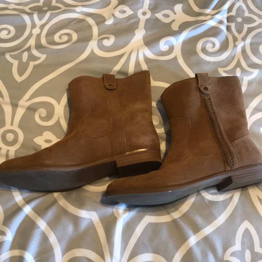 Brown suede booties